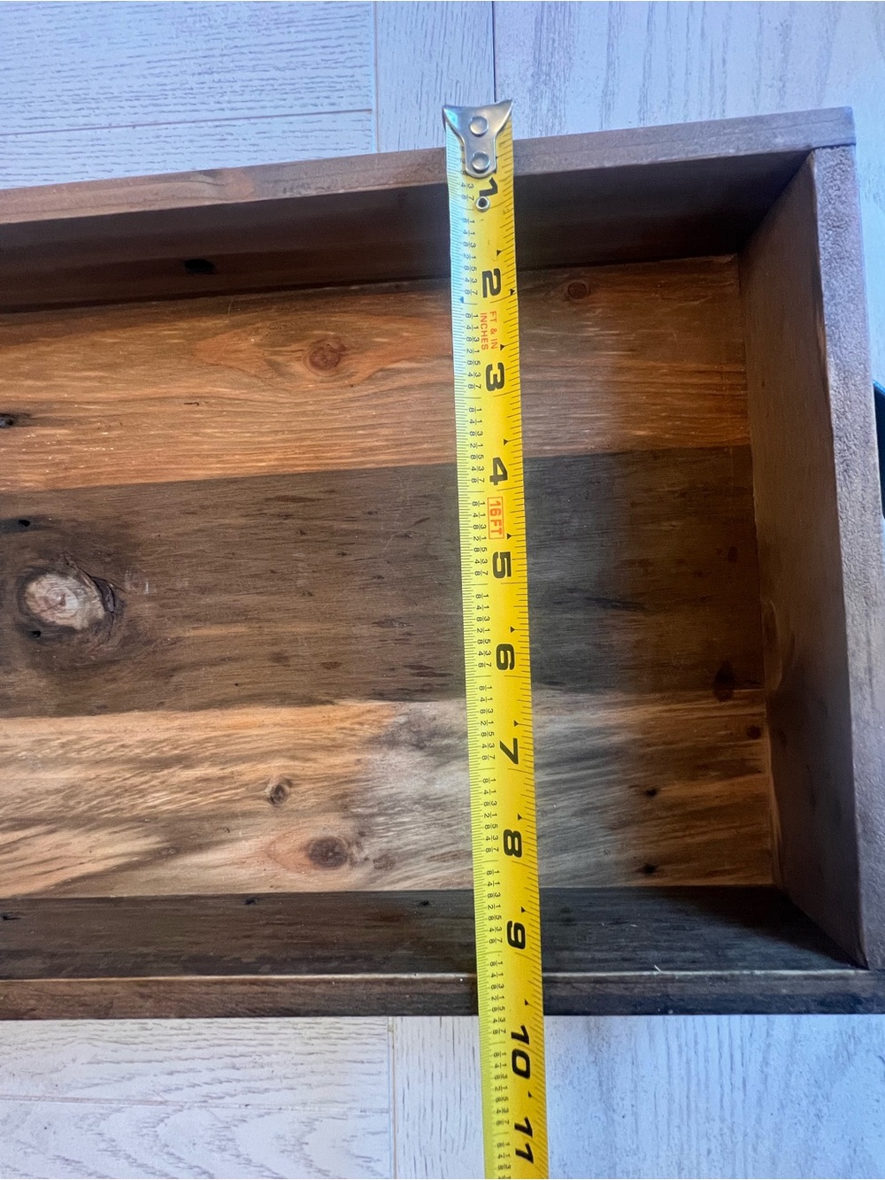 Rustic Handmade Reclaimed Wooden Serving Tray with Black Handles - Picture 7 of 8